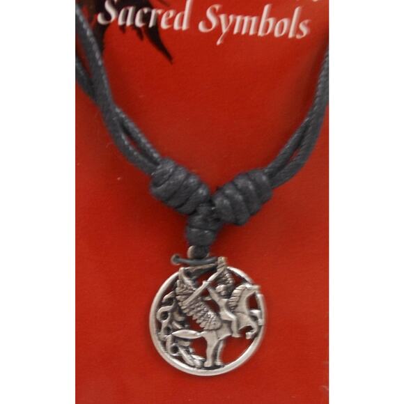 Vintage Celtic Vision Sacred Symbols Pegasus Necklace Pendant 24 Adjustable Cord - Picture 4 of 5